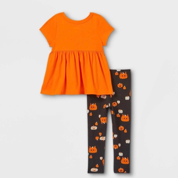 Cat & Jack Pumpkin A-line Halloween Outfit Set NWT - Picture 2 of 5